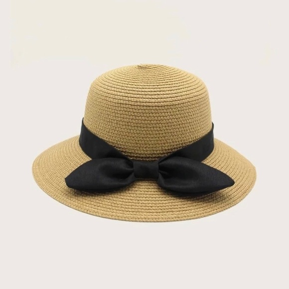 sun hat with black bow